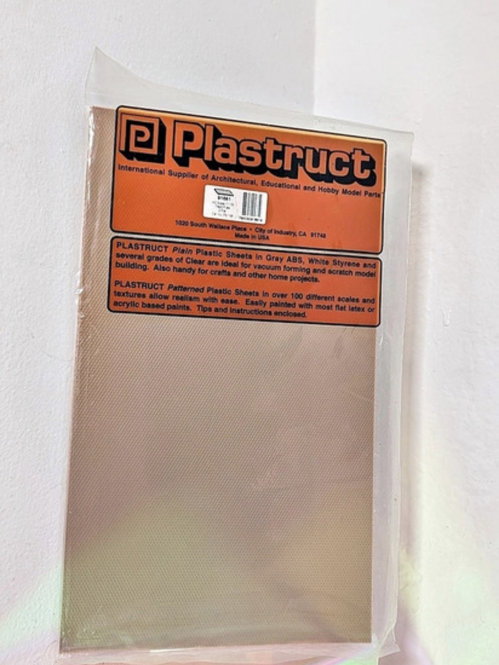 Plastruct 91681 Plate HO Scale Patterned Plastic Sheets Gray